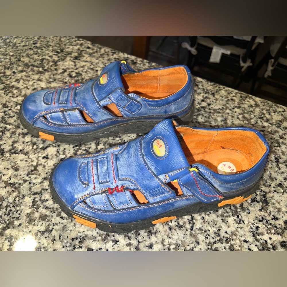 TMA Blue and Orange WOMANS leather sandal shoes